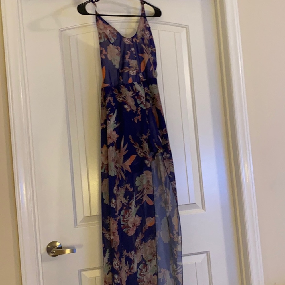 Elegant open back romper with long skirt